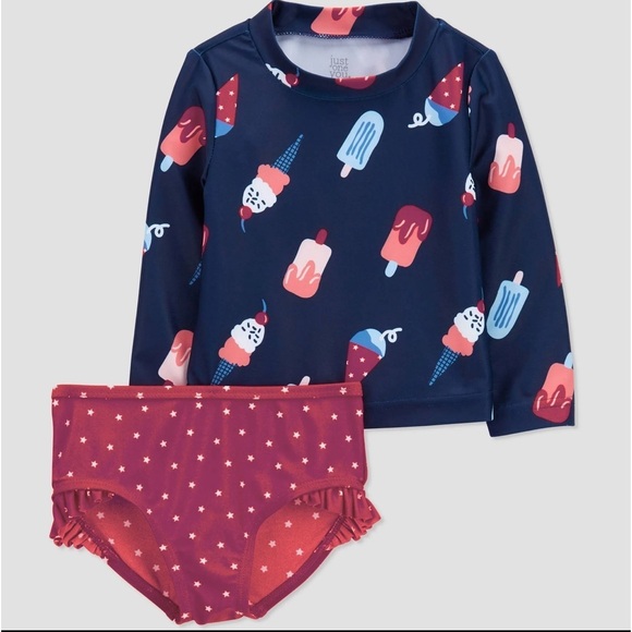 Carter's Baby Girls' Long Sleeve Popsicles Print 2pc SWIMWEAR SWIMSUIT‎ - Picture 3 of 4